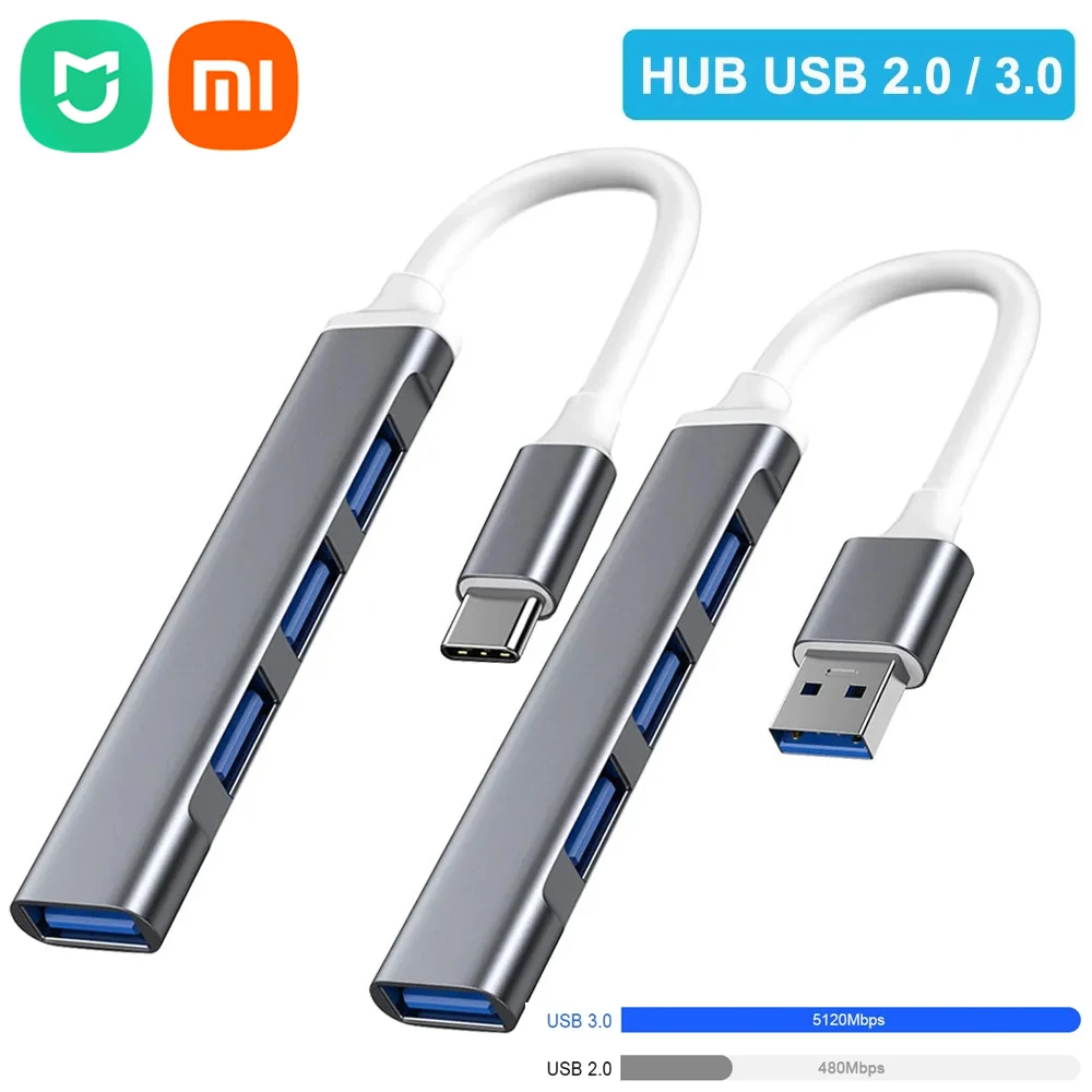 Xiaomi USB C HUB 3.0 Type C 3.1 4 Port Multi Splitter Adapter OTG For Lenovo Macbook Pro 13 15 Air Pro PC Computer Accessories