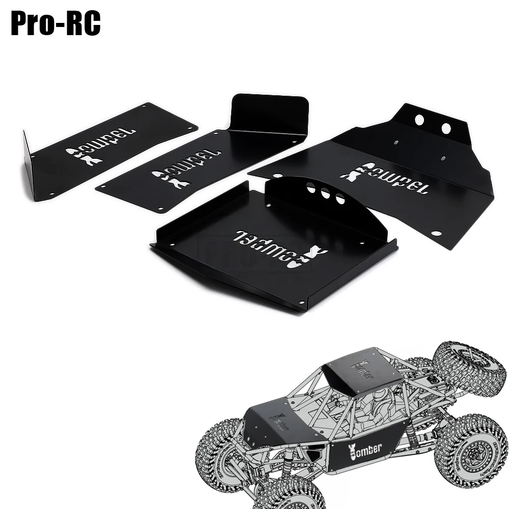 1Set Stainless Steel Body Armor Roof Side Hood Panel AX31327 for Axial 1/10 RR10 90048 90053 Rc Car Parts