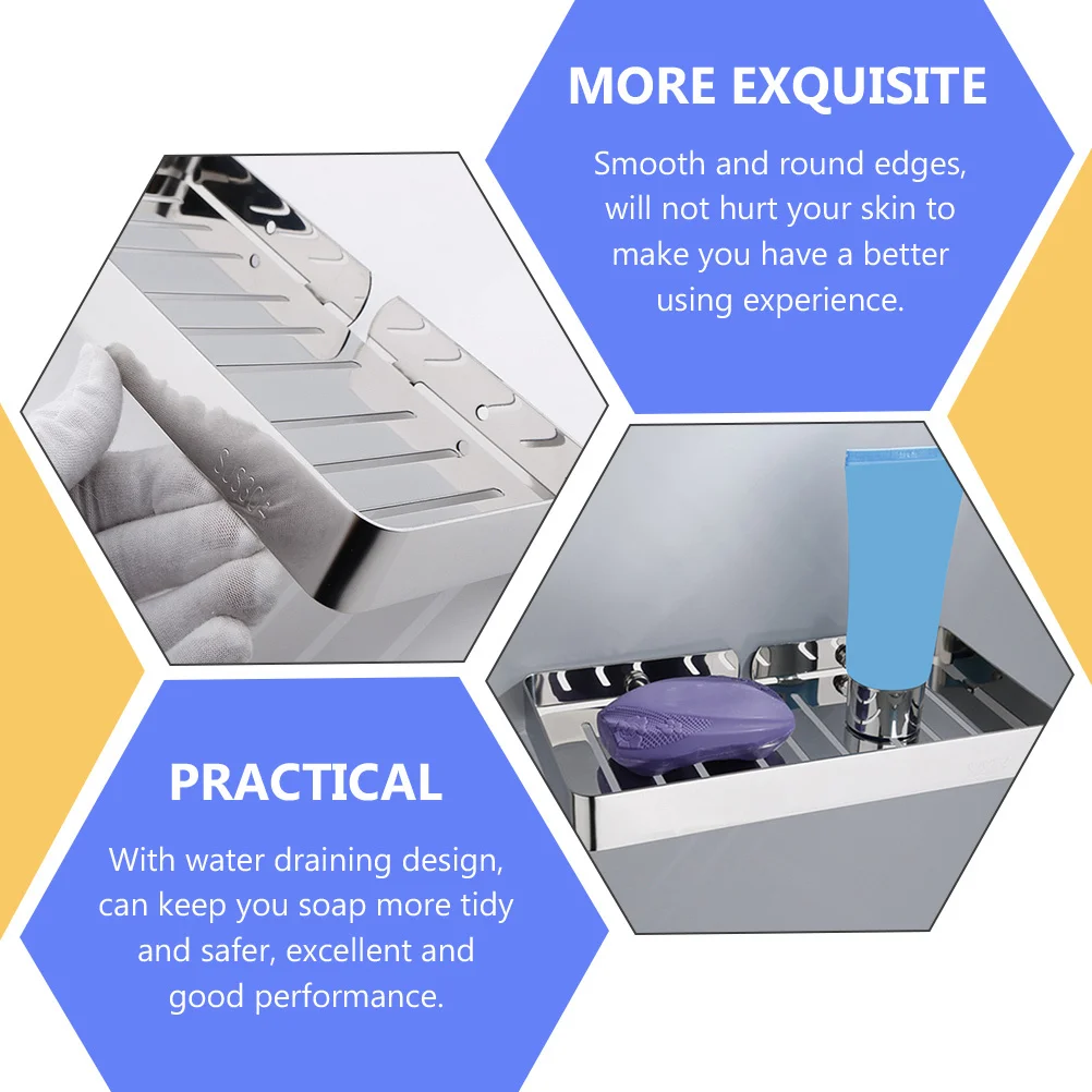 

Bathroom Wall-Mount Soap Holder Stainless Steel Punch-Free Easy Install Securely Hold Soap Decorative Practical