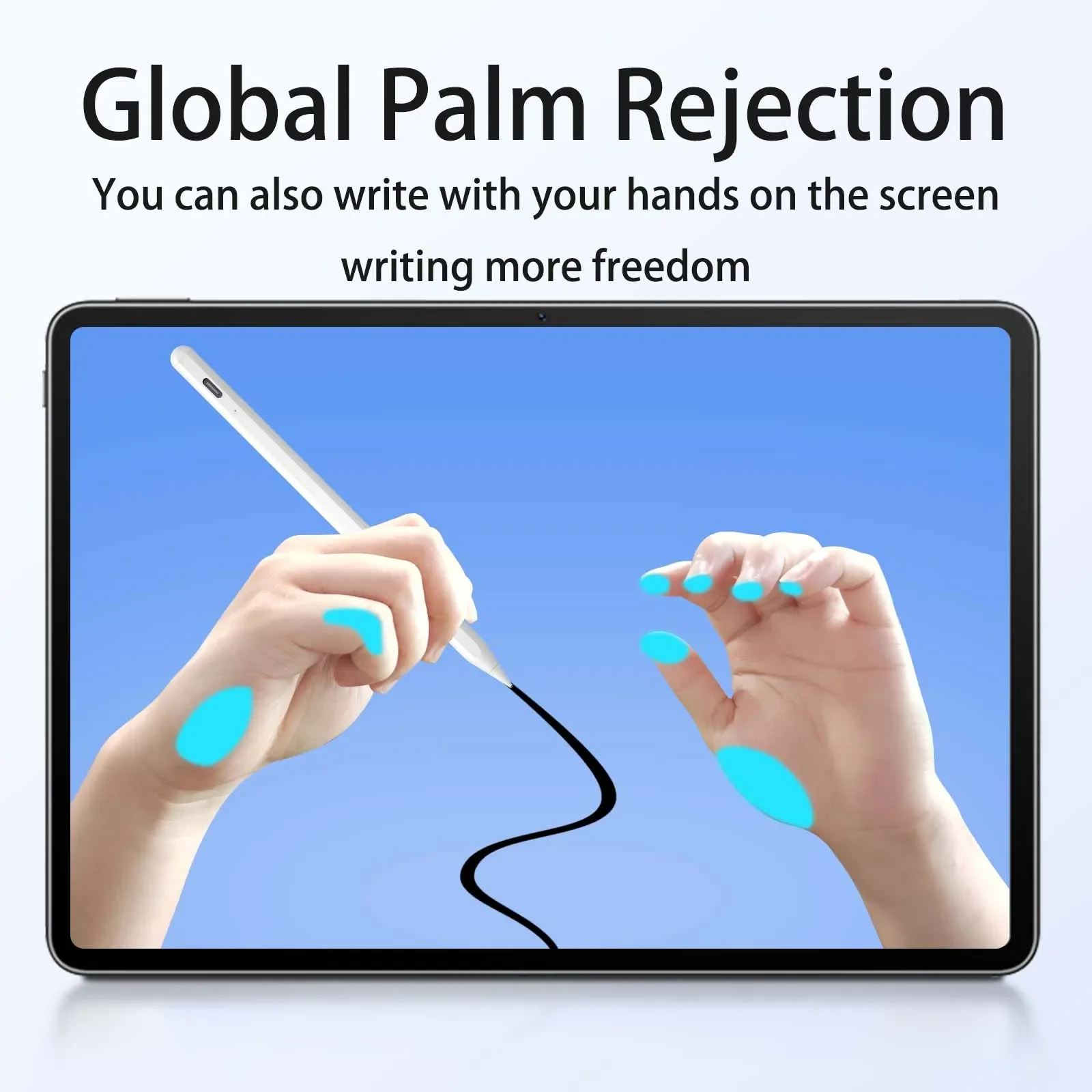 For iPad A16 Stylus Pen with Palm Rejection Tilt for iPad 11th 10th 9 8 7 6 5 4 Air 13 11 M3 M2 M4 M5 2026 Mini 7 6 Pro 12.9 in
