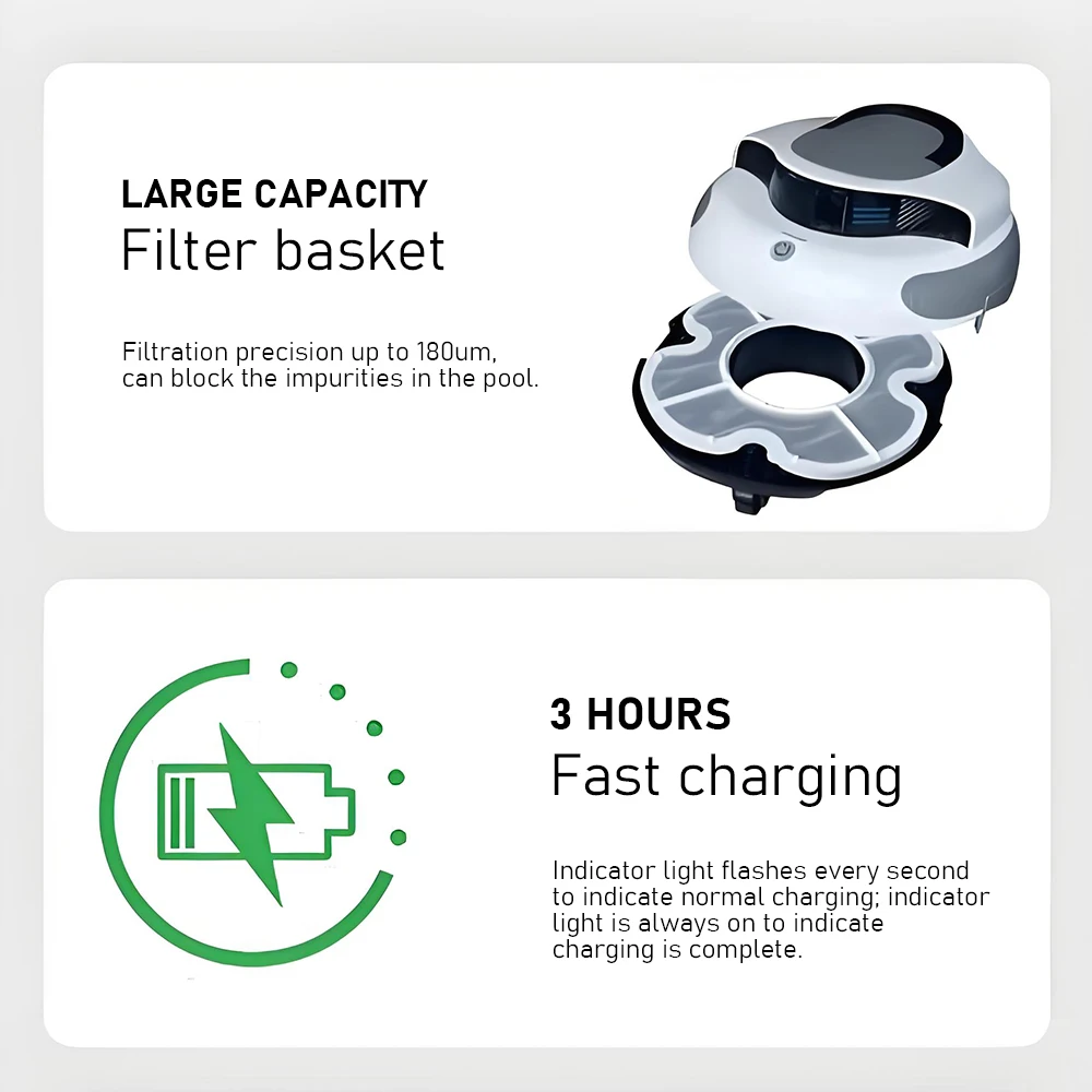 Mini Cleaning Robot Pool Automatic Underwater Vacuum Cleaner Fast Charge Fish Pool Bottom Sweeping Vacuum Cleaner