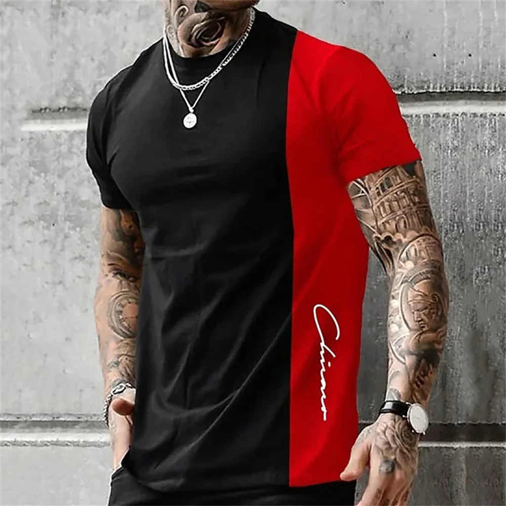 Men\'s Street T-shirt Summer Men\'s 3D Stripe Printing Short Sleeve Tops Fashion Everyday T Shirt Oversized Tee Shirt Men Clothing