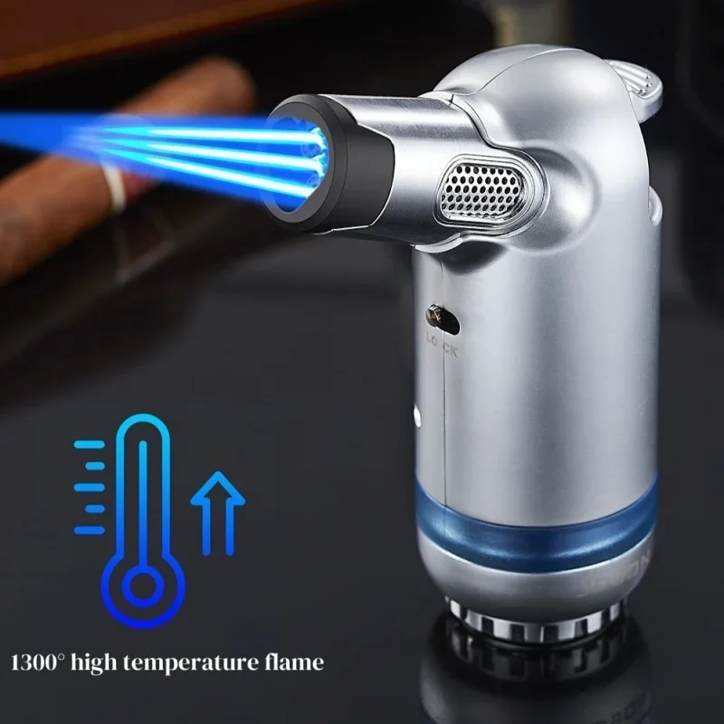 

JOBON Three Straight-In Gas Lighters Outdoor Metal Windproof Lighters Large Firepower Blue Flame Large Spray Gun Men's Gifts