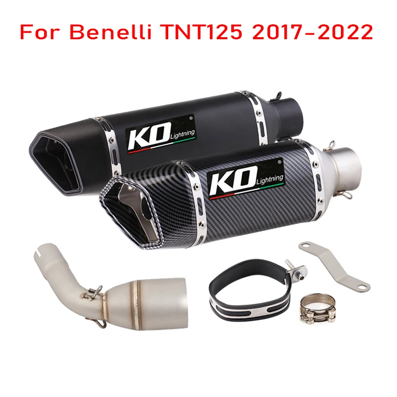 Escape For Benelli TNT125 2017-2022 Motorcycle Exhaust System Slip On Middle Connect Link Pipe 2inch Muffler Rear End Can