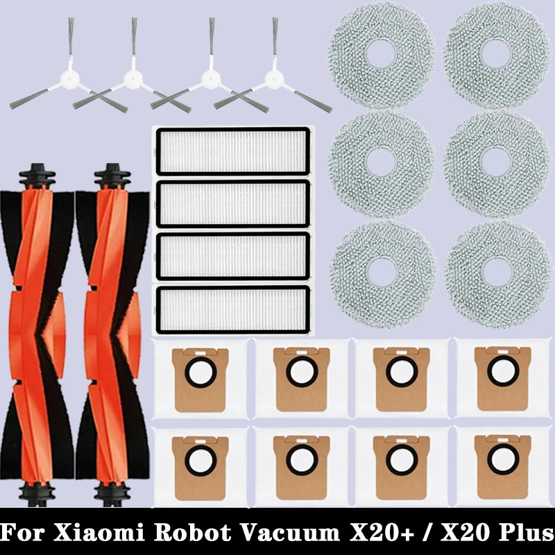 Do odkurzacza robota Xiaomi X20 + / X20 Plus Części Akcesoria Główna szczotka boczna Filtr Hepa Ściereczka do mopa Wymiana worka na kurz