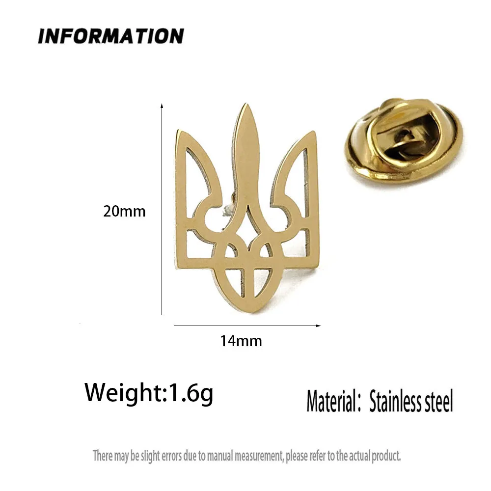 New punk style Ukrainian flag hollow stainless steelGold-plated badge, suit lapel pin waterproof black, men's brooch set