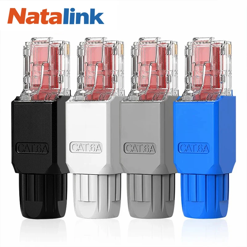 Natalink Tool-Free RJ45 Connector, CAT6A  CAT6 Field Termination Plug, RJ45 Tool Less Gold Plated Modular Plug,