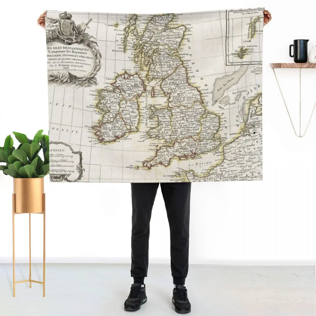 

BRITISH ISLES UK EUROPE 1771 - Vintage Antique Map Art, Unique Classic Style, Aesthetic Original Retro Decor, Old Throw Blanket