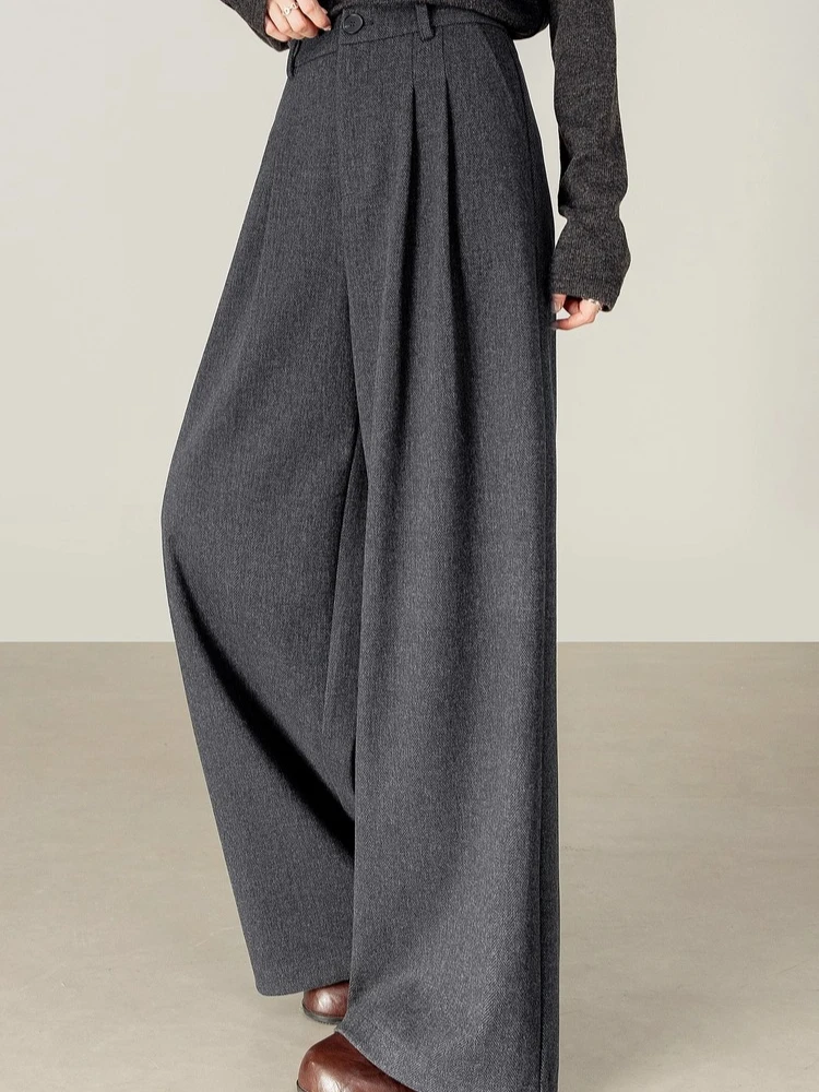 SENTUBILA Woman Casual Pants 2026 Autumn Fashion Commute Comfortable Wide-leg Pants Natural Waist Knit Slim Fit Pants 153KD2456