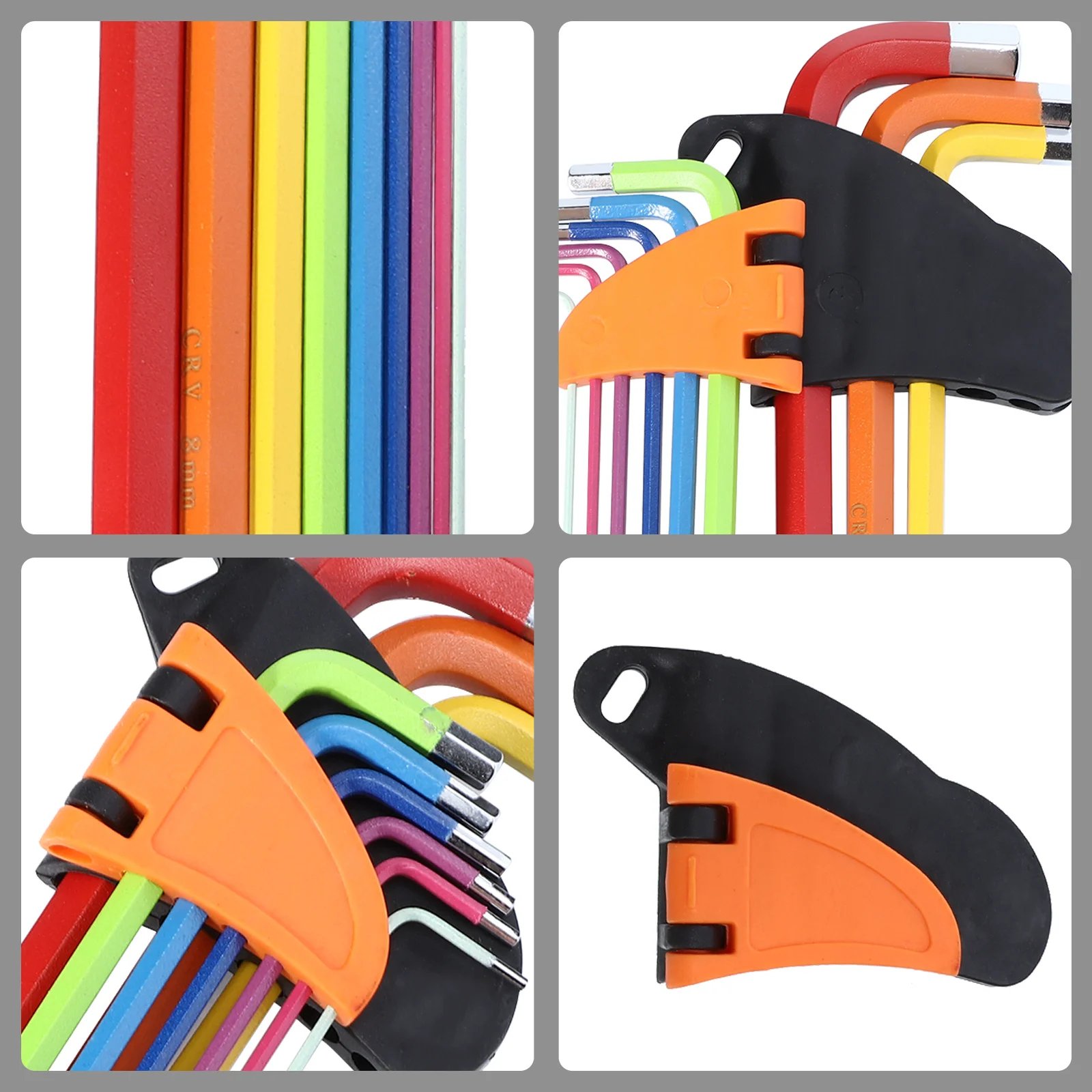 

9Pcs Steel Colored Hexagon Wrenches Multi Function Handle Rust Resistant Long Time Use Tool