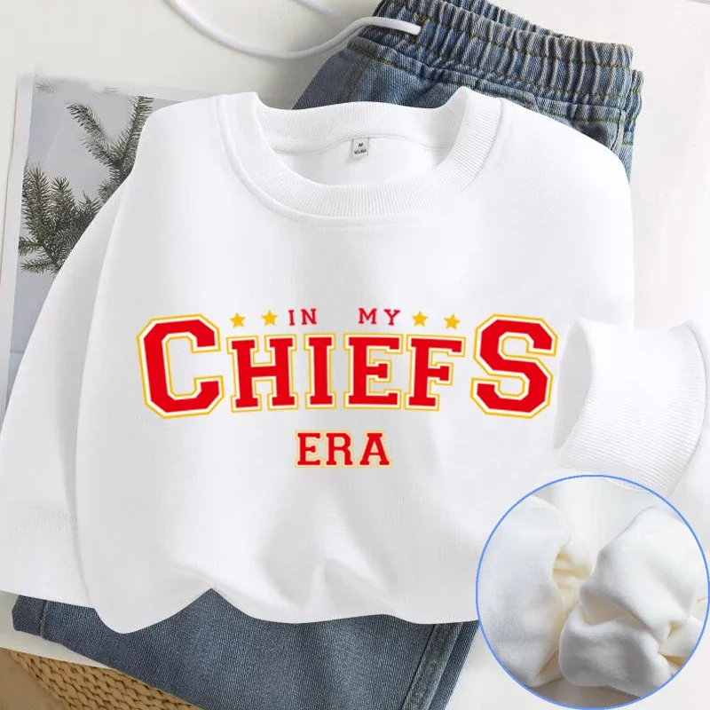 Vintage in My KC Chief Era Sweatshirt Travis Kelce Graphic Hoodie Casual Unisex Cotton Pullover Fleece Football Fan Gifts Tops