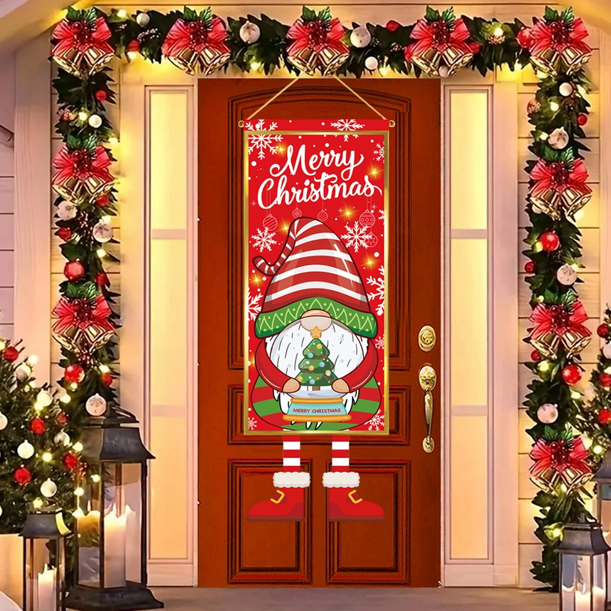 علم معلق لعيد الميلاد لباب الشرفة ، ديكور المنزل ، زخرفة ، هدايا عيد الميلاد ، السنة الجديدة ، ، من من من من الخارج