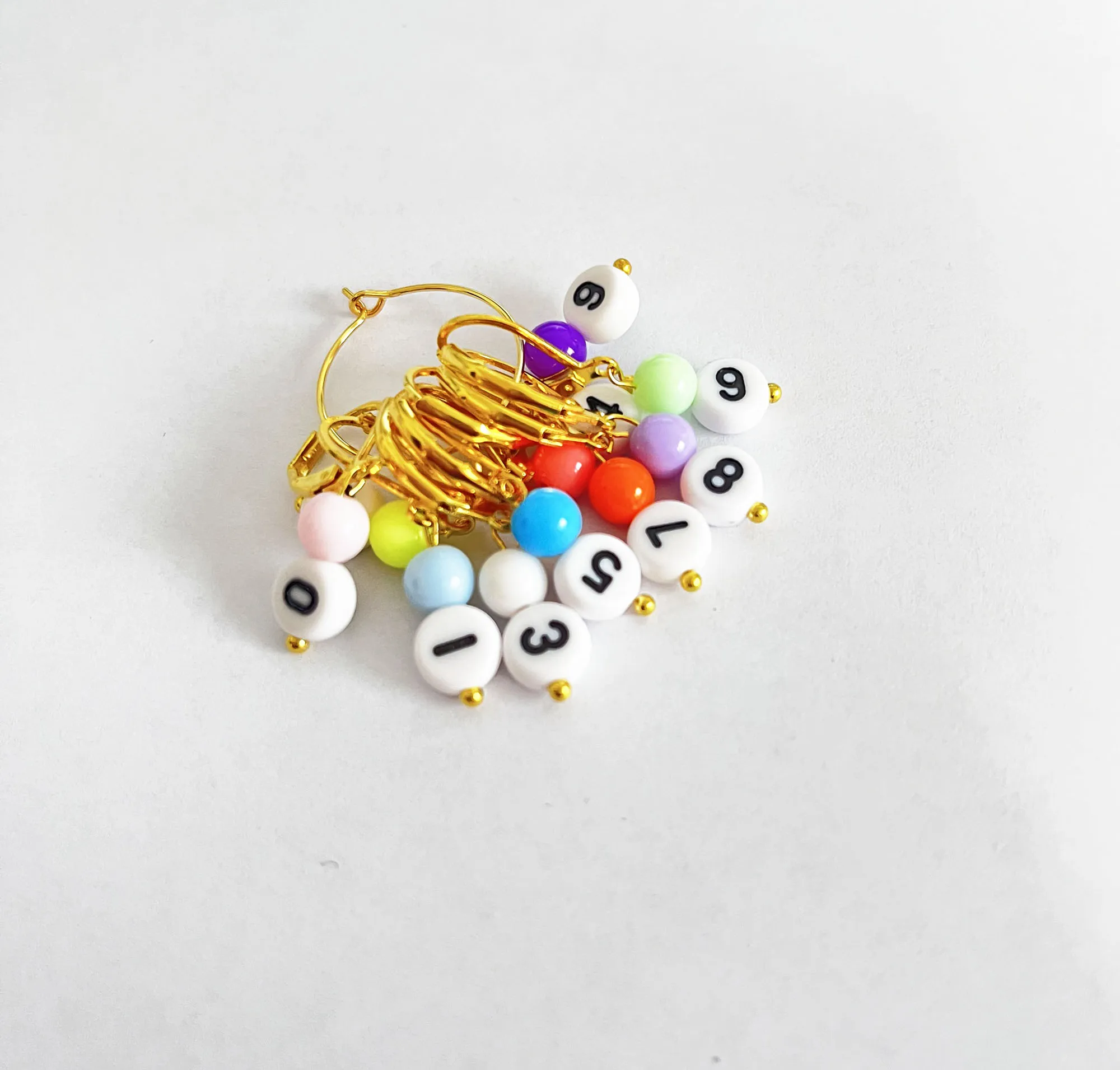 10 buah/set (0-9) warna-warni nomor konter anting kait untuk diy wol Temuan