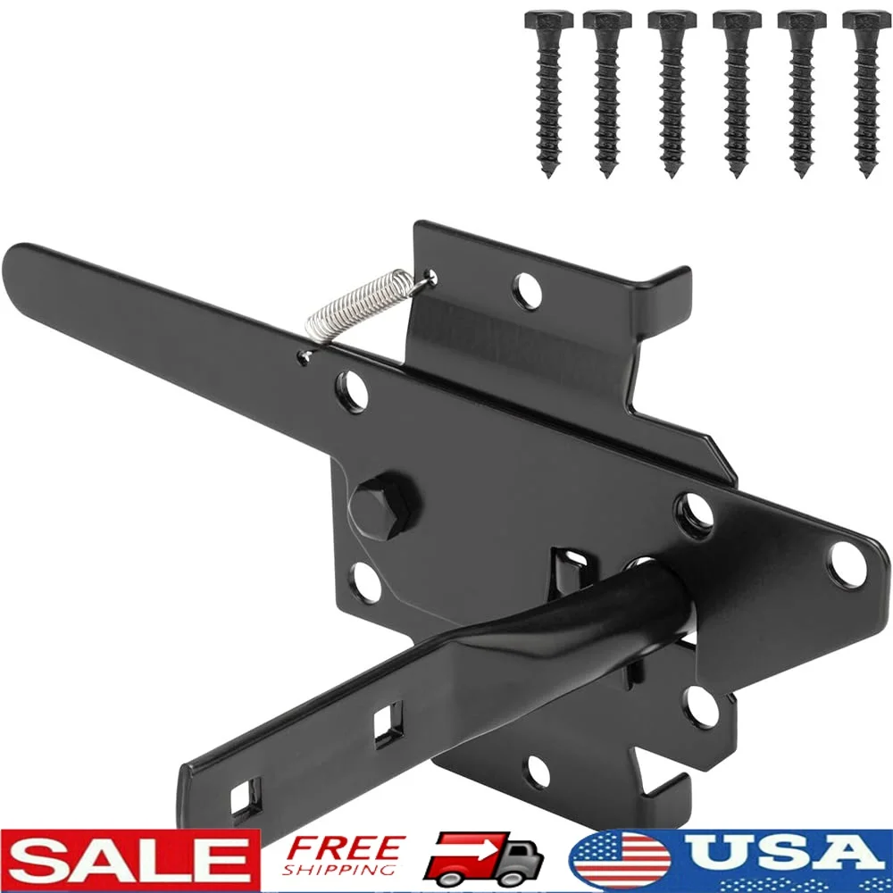 

Heavy Duty Self-Locking Gate Latch Automatic Lock Wooden Fences Posts Garden Pool Outdoor Use Secure Metal Hardware