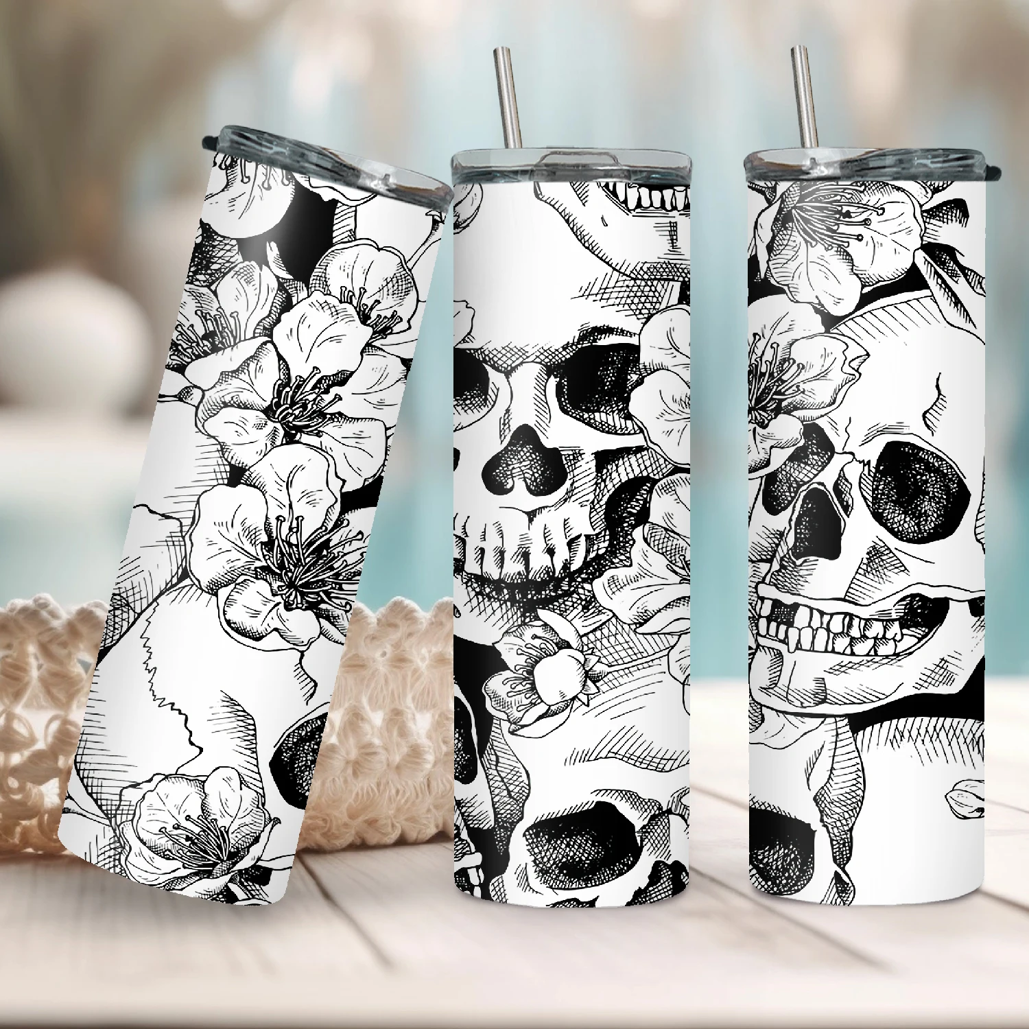 Бохо Череп И Цветок Стакан Изолирующая Кофейная Чашка Из Нержавеющей Стали С Крышкой Ловец Снов Сова Дизайн Бутылка Для Горяч...