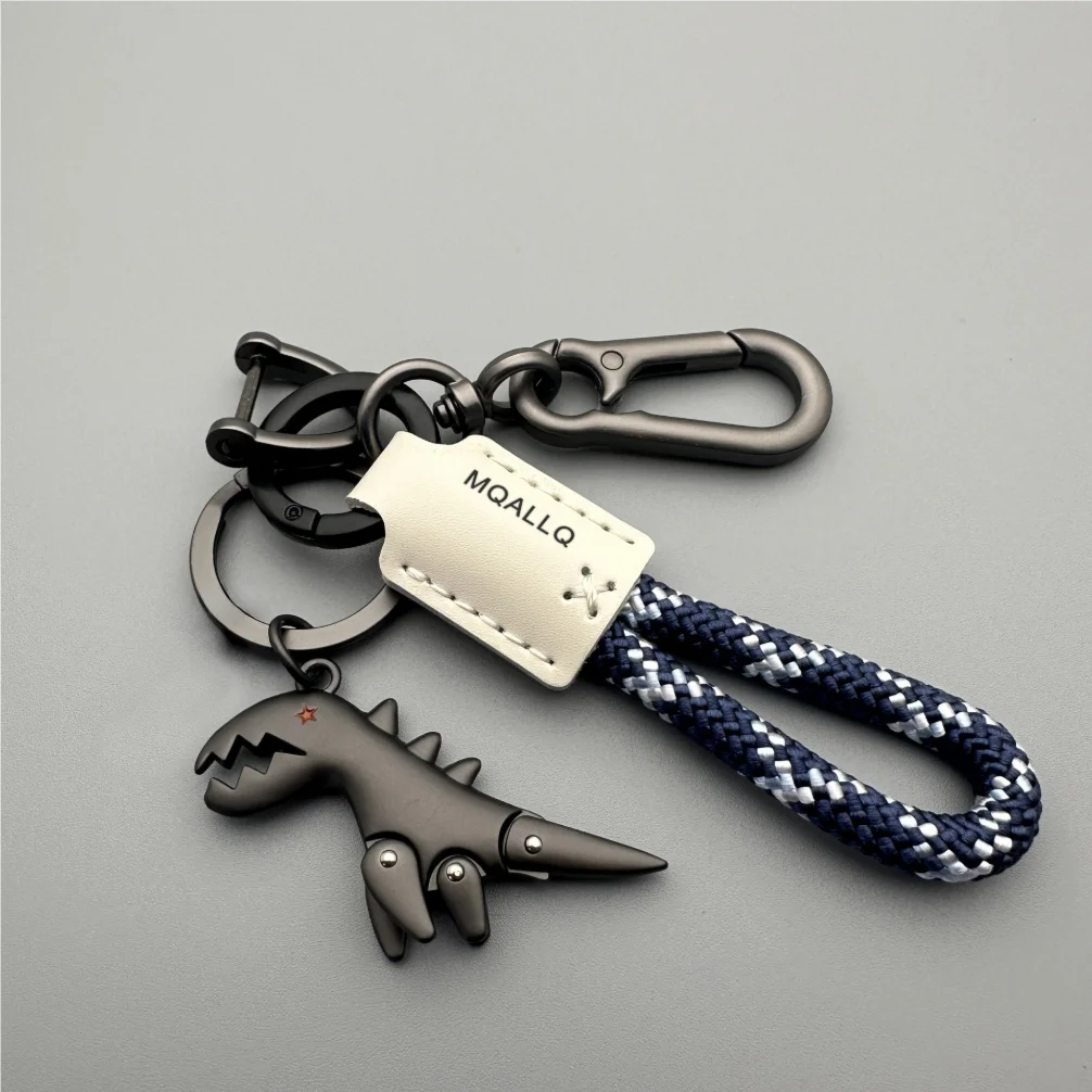Motorcycle Decoration Accessories and Car Keychain Single Leather Woven Rope Metal Keychain Handbag Pendant Small Gift