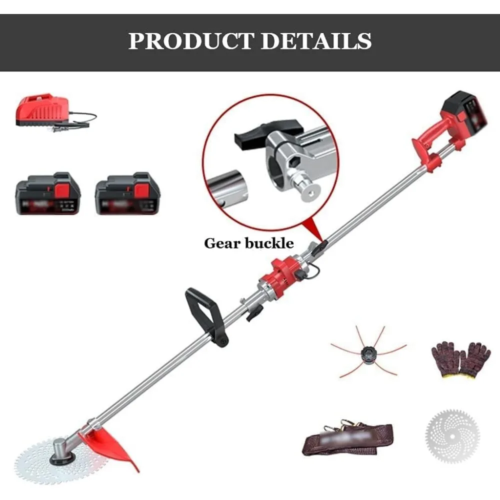 Wireless Multi-Purpose String Trimmer and Weeder with Extendable Shaft and Dual Batteries for Home Gardening