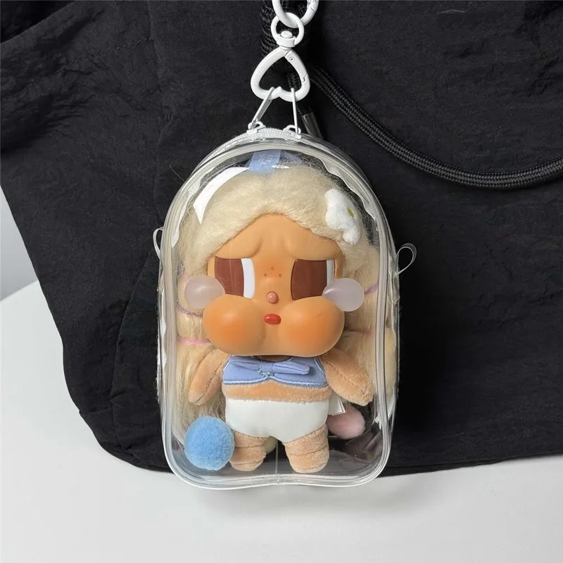 حماية حالة لوضع عطلة كريبي على دمية آلام الكتف حقيبة التخزين البلاستيكية ل labubu 15 سنتيمتر دمية المشي حقيبة الغبار #2