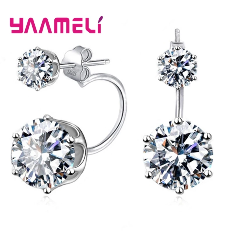 High Quality Earing Cubic Zircon Ear Jackets Jewelry High Quality 925 Sterling Silver  Ear Stud Earrings For Women