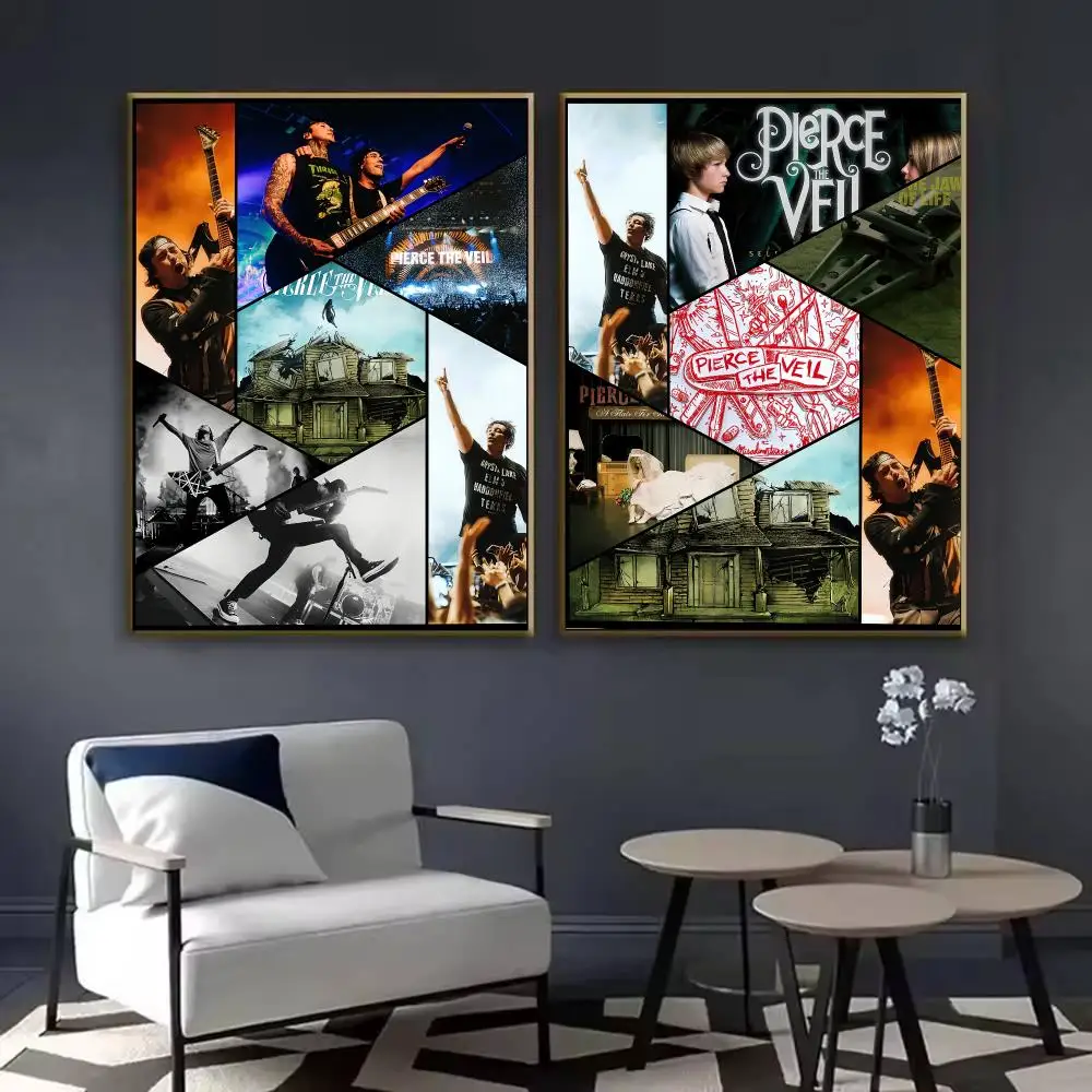 P-Pierce The V-Veil Band Rock Poster Waterproof Sticky Wall Art Print For Bedroom Living Room Hallway Bar Home Decor