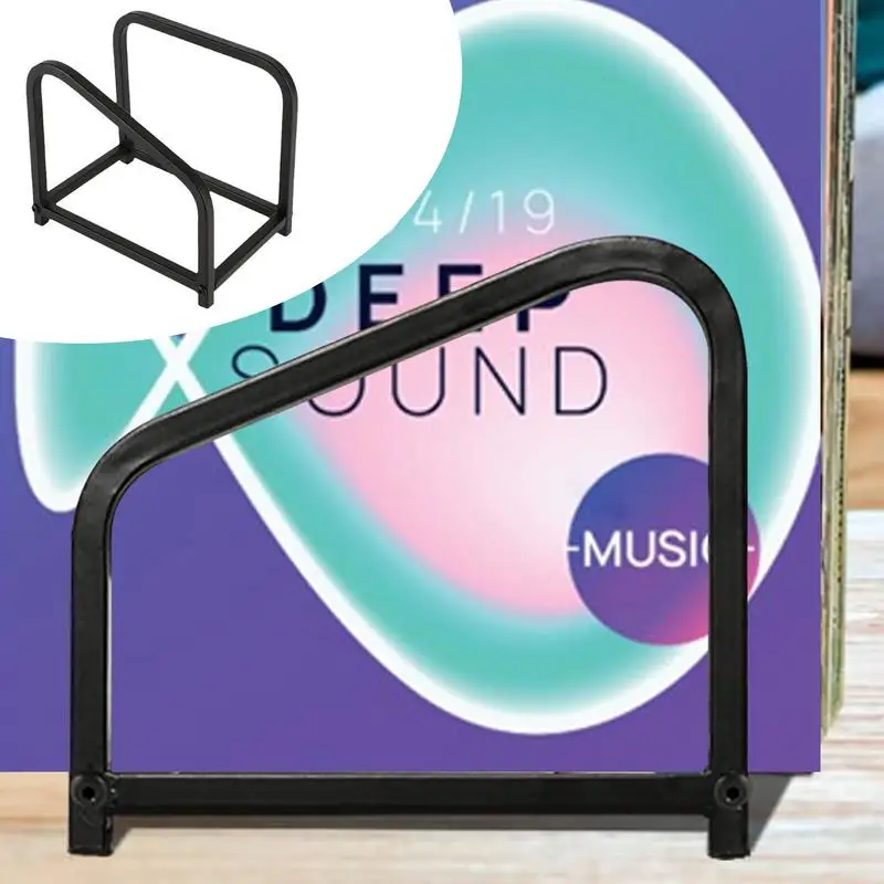 Preto elegante Desktop Record Holder Stand, Book Album Display Rack, LP Álbuns De Armazenamento, File Sorter