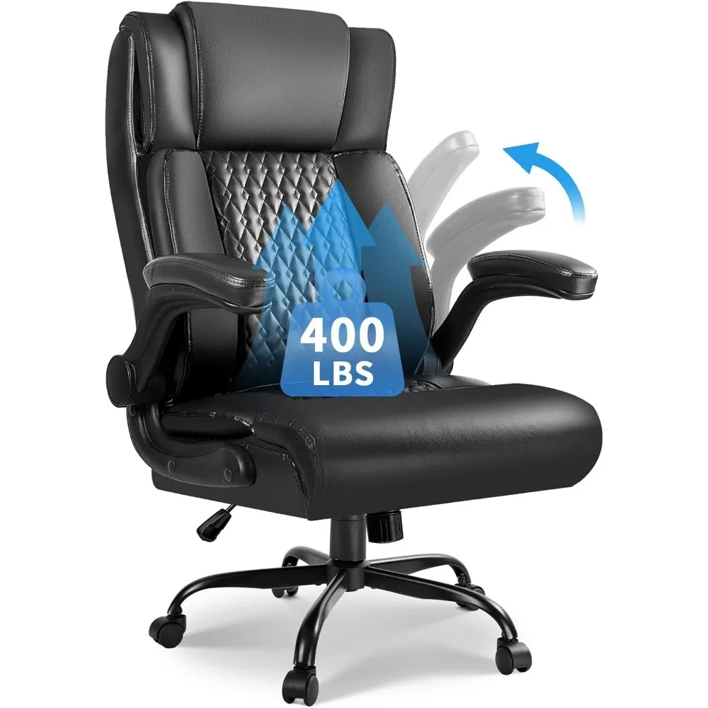 

Executive Office Chair,Heavy Duty Chair with Flip up Armrest,Ergonomic High Back Computer Gaming Chairs Home Office 400lbs, Big