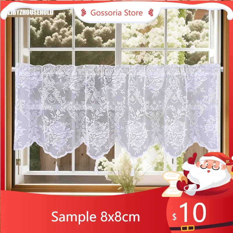 

SampleWoven Yarn CurtainLace Through The Rod Small Short Curtain Tassel Finished Short Curtains
