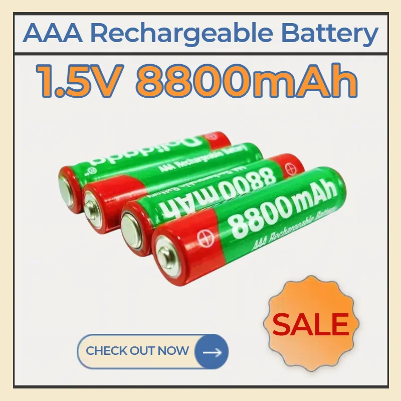 

8800mAh 1.5V AAA Rechargeable Batteries Long Lasting New Alkaline Battery for LED Light Toy MP3 Camera Remote Control