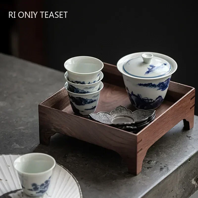 1 Pc Chinese Retro Hand Painted Ceramic Teacup Travel Meditation Cup Handmade Porcelain Tea Bowl Master Cup Household Tea Set