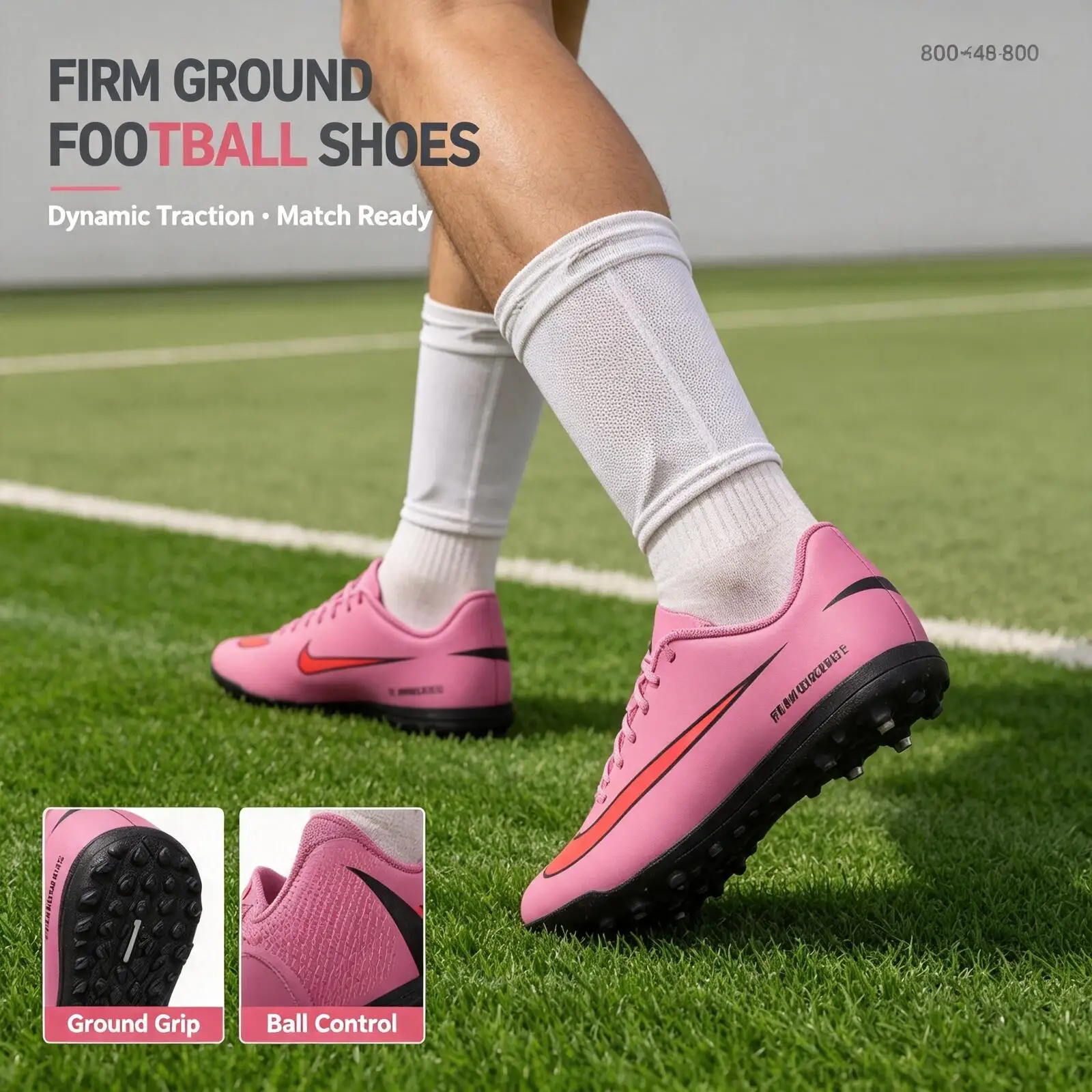 Nike Magenta Soccer Cleats for Men Firm Ground Football Shoes Professional High Grips Soccer Shoes Breathable Sneakers
