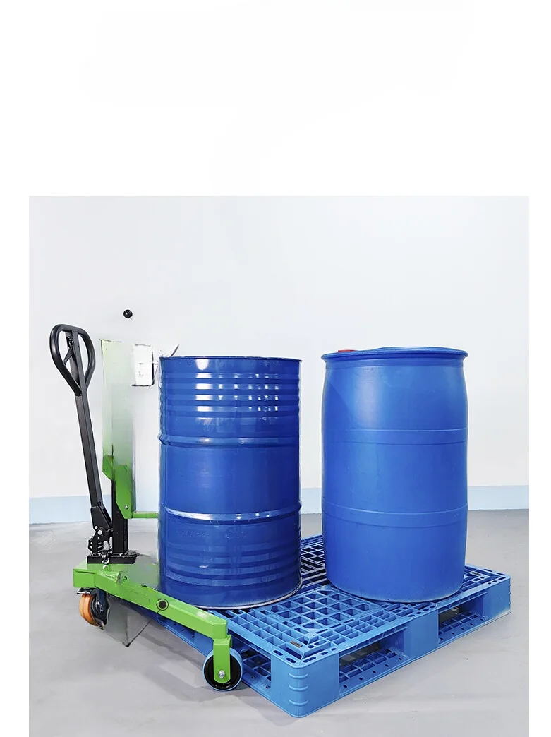 Pallet Type Oil Drum Truck 350kg Iron Plastic   Hydraulic Forklift