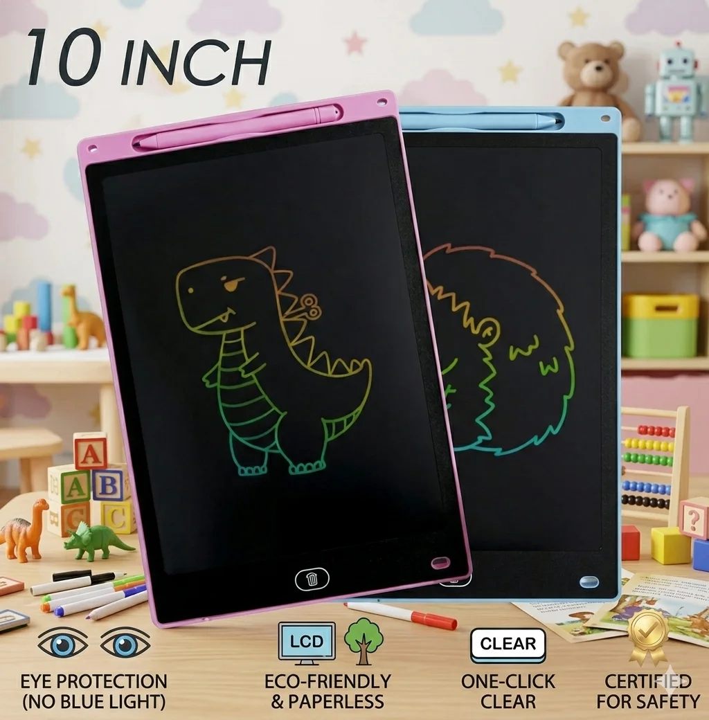 2pcs 10 Inch Color LCD Graffiti Drawing Board Multifunctional Writing Board Birthday Education Christmas and Birthday Gifts, Hal