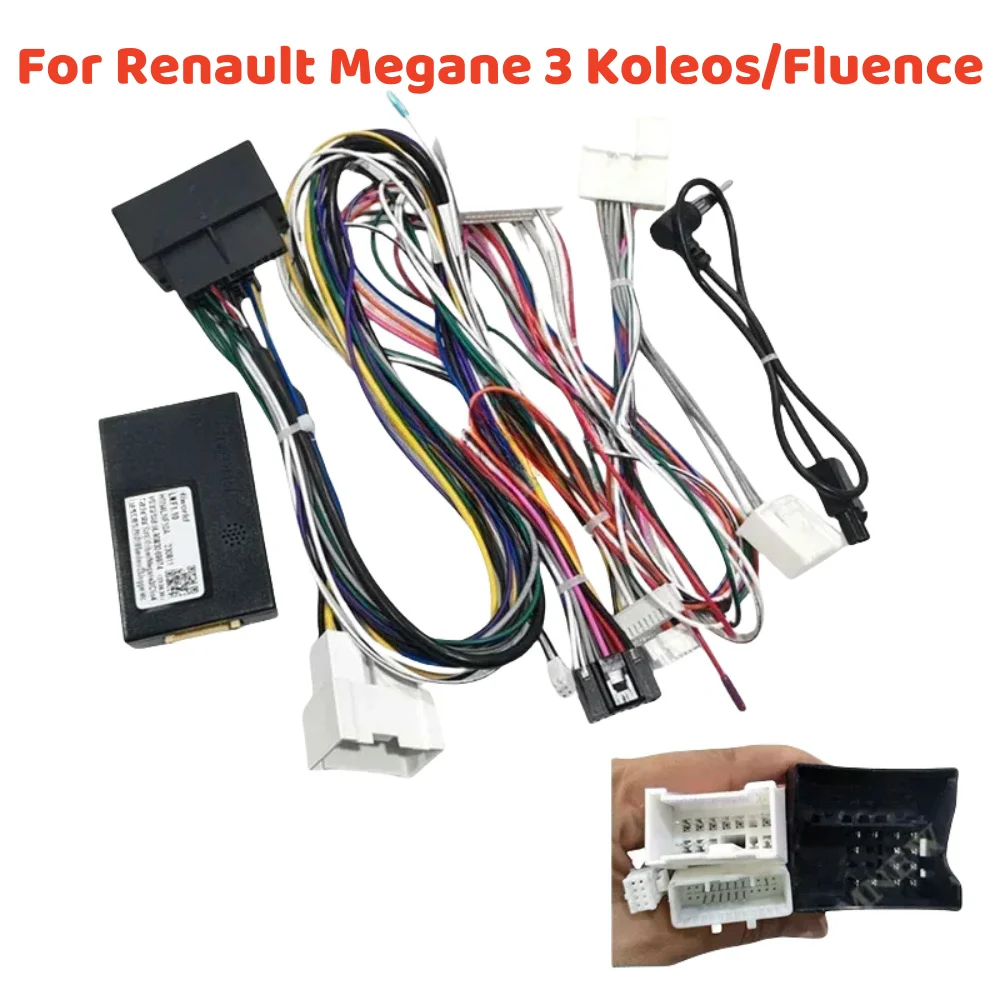 Car 16pin Audio Wiring Harness With Canbus Box For Renault Megane 3 Koleos/Fluence Stereo Installation Wire Adapter