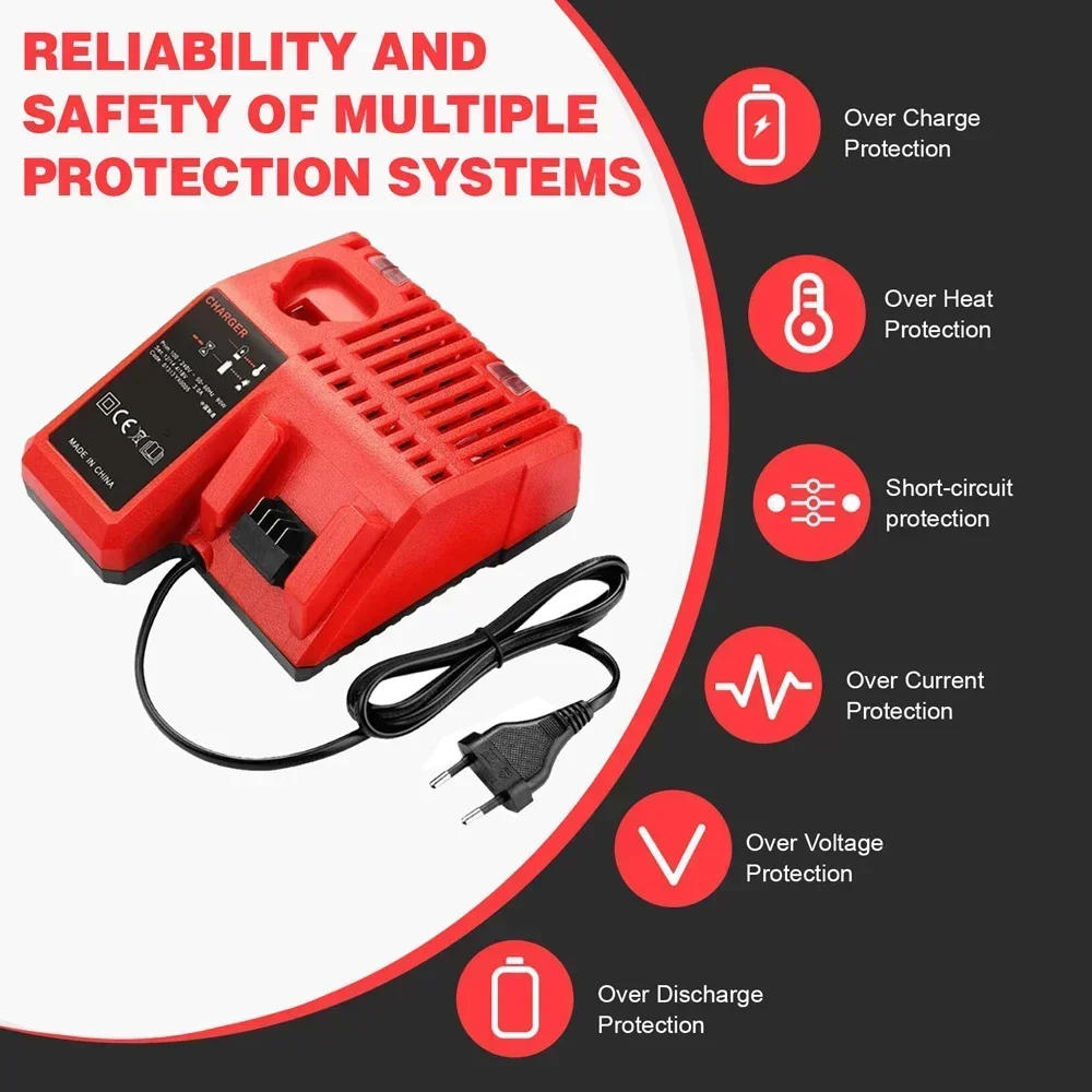 

Professional M12-18C Li-ion Battery Charger for Milwaukee 12 V 14.4V 18V C1418C 48-11-1815/1828/1840 M18 M14 M12 Lithium Battery