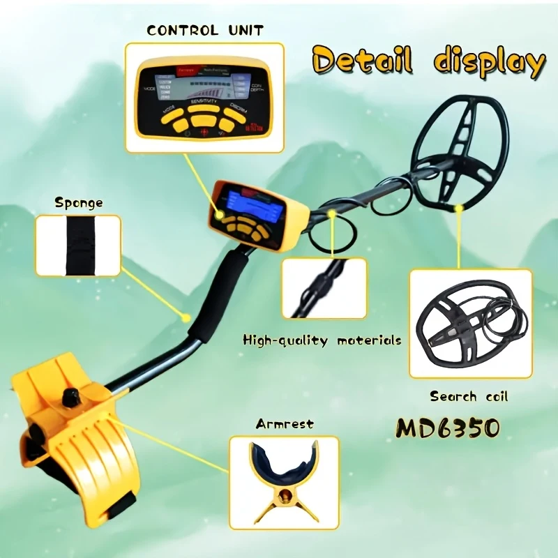MD-6350 Detector de metales de alta sensibilidad, un dispositivo profesional de detección de búsqueda al tesoro para prosectores de oro (sin batería)