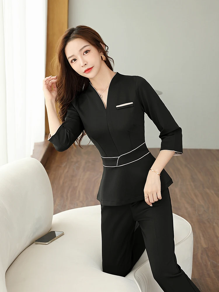 

Esthetic Uniform Summer Short Sleeve Beauty Salon Suit Women Spa Beautician Clothing Hotel Massage Workwear Korean Overalls Set
