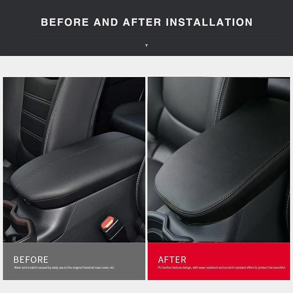 

Center Console Armrest Cover for 2025 Toyota RAV4 Accessories 2024 2023 2022 2021 2020 2019 Leather Middle Console Lid Cover Pad