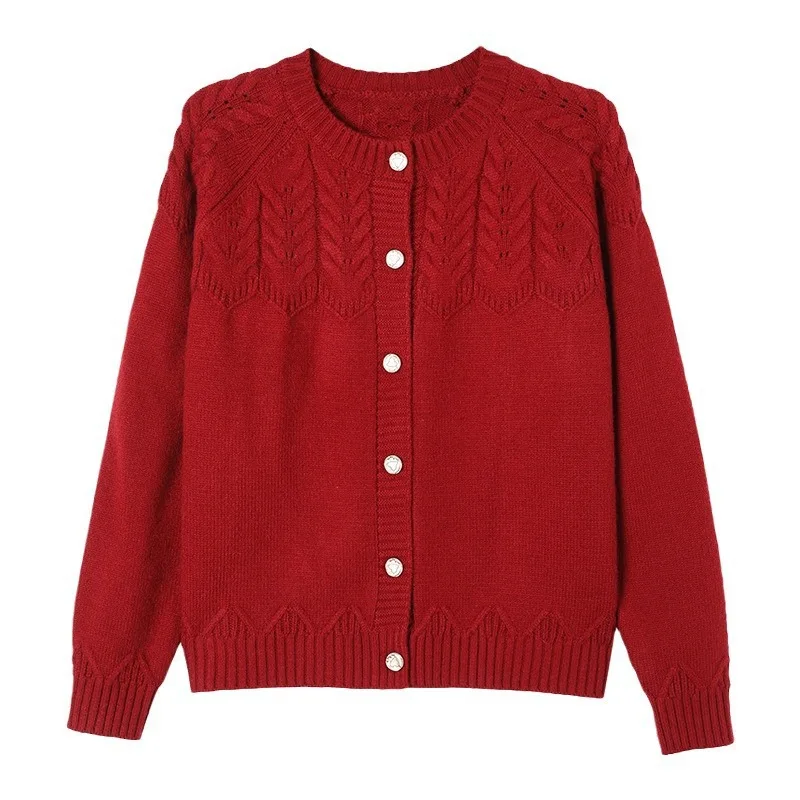 

Вязаная куртка-кардиган для женщин, новинка 2024, модный и стильный свободный свитер для похудения