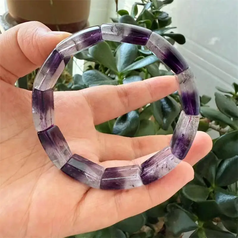 

11MM Natural Purple Super Seven Quartz Bangle Women Men Handmade Stretch Rope Luxury Jewelry Energy Healing Holiday Gift 1PCS