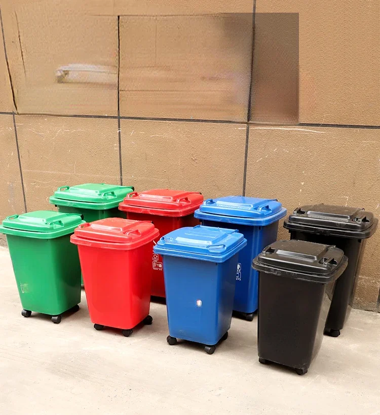 

50/30 liter outdoor garbage bin, household large kitchen with lid, office commercial kitchen waste special L with wheels