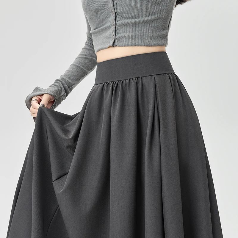 Y2K Skirt Women Korean High Waist Pleated Skirt A Line Umbrella Long Skirt Casual Suit Autumn High Street Fashion