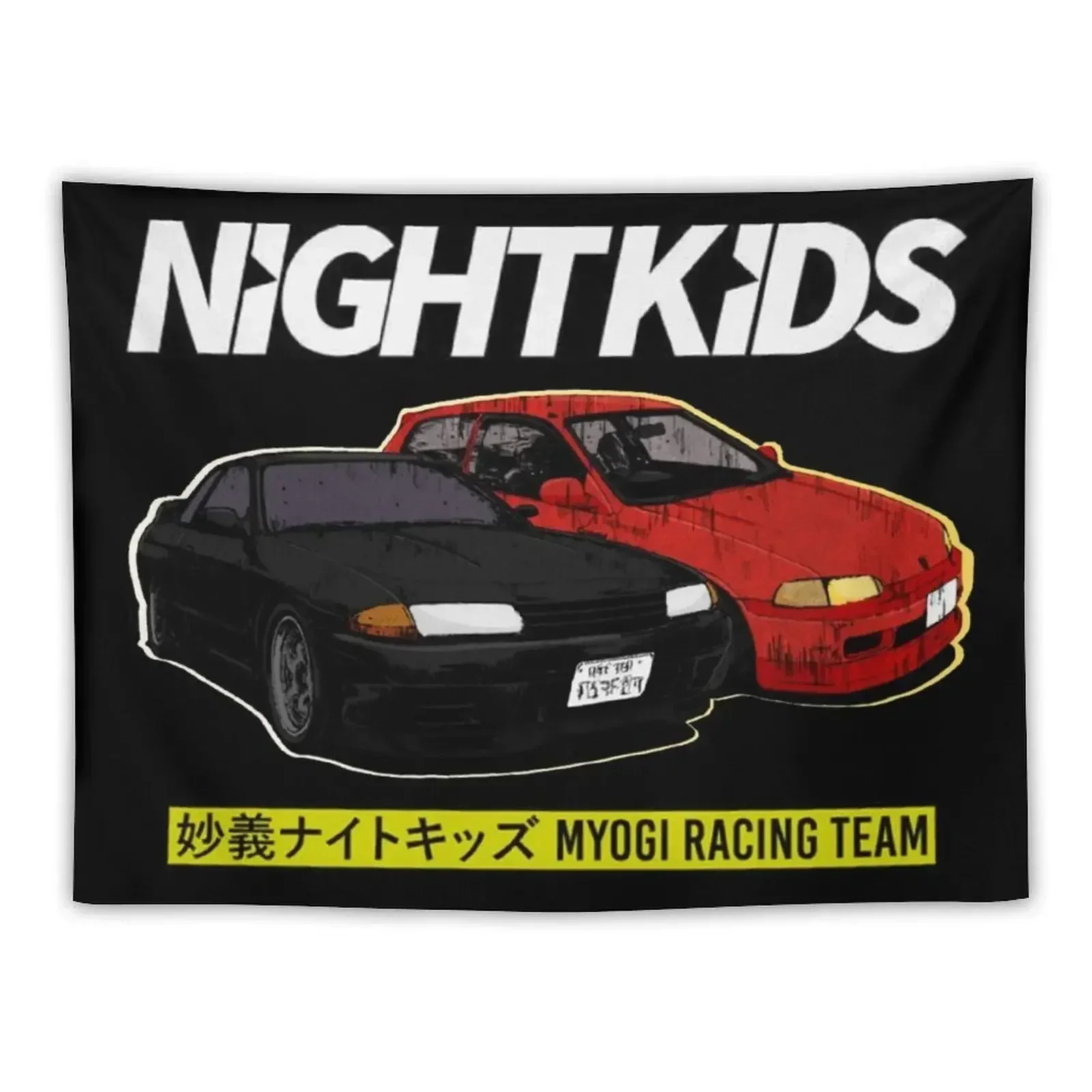 Initial D - Night Kids Print Tapestry Room Decor Cute Decoration For Bedroom Room Decoration Korean Style Tapestry