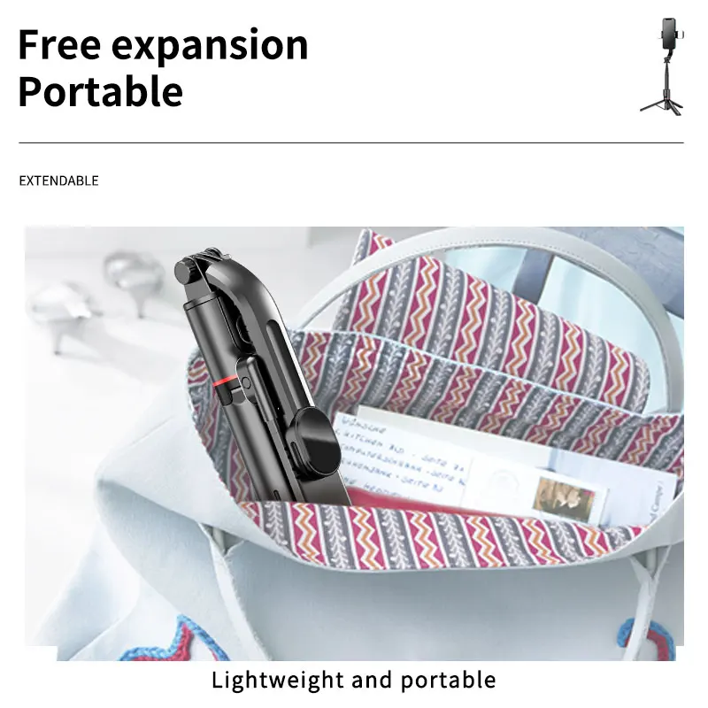 Foldable Wireless Bluetooth Selfie Stick Tripod with Remote Shutter, Mini Trepied, Gathering, Isolation Trip