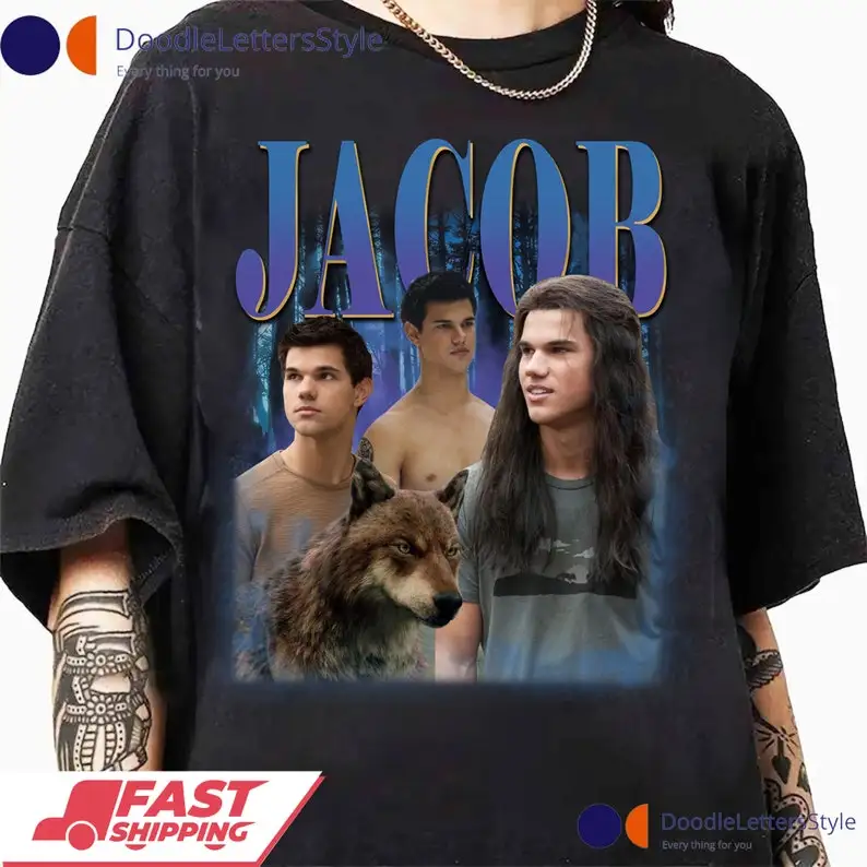 Retro JACOB BLACK Jacob Black Bootleg  Edward Cullen  Robert Pattinson Shirt Team Jacob  Team Edward