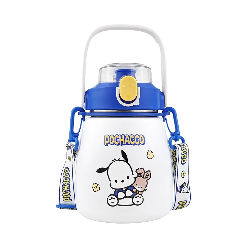 MINISO Anime Kawaii Kinderen Pochacco Thermos Cup Vrouwen Leuke Grote Capaciteit Stro Waterfles Kuromi Zoete Cadeaus voor Meisjes