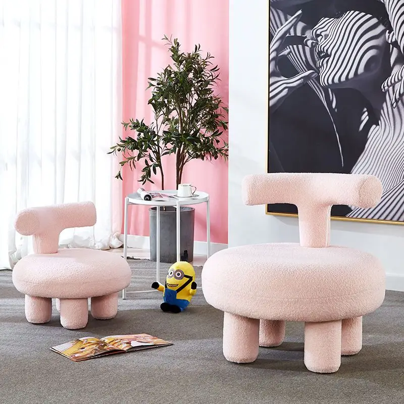 

Lambswool Sofa Cute Sofa Stool Ins Wind Removable Small Sofa Living Room Bedroom Shoes Changing Low Stool Ottomans Furniture