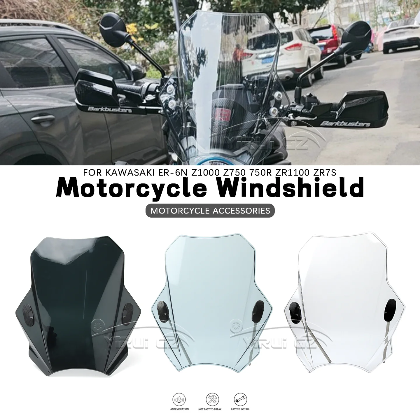 

Ветровой дефлектор-экран для мотоцикла, защита от ветра, для Kawasaki ER-6N, Z1000, Z750, Z750 R, ZR 1100, ZR7 S