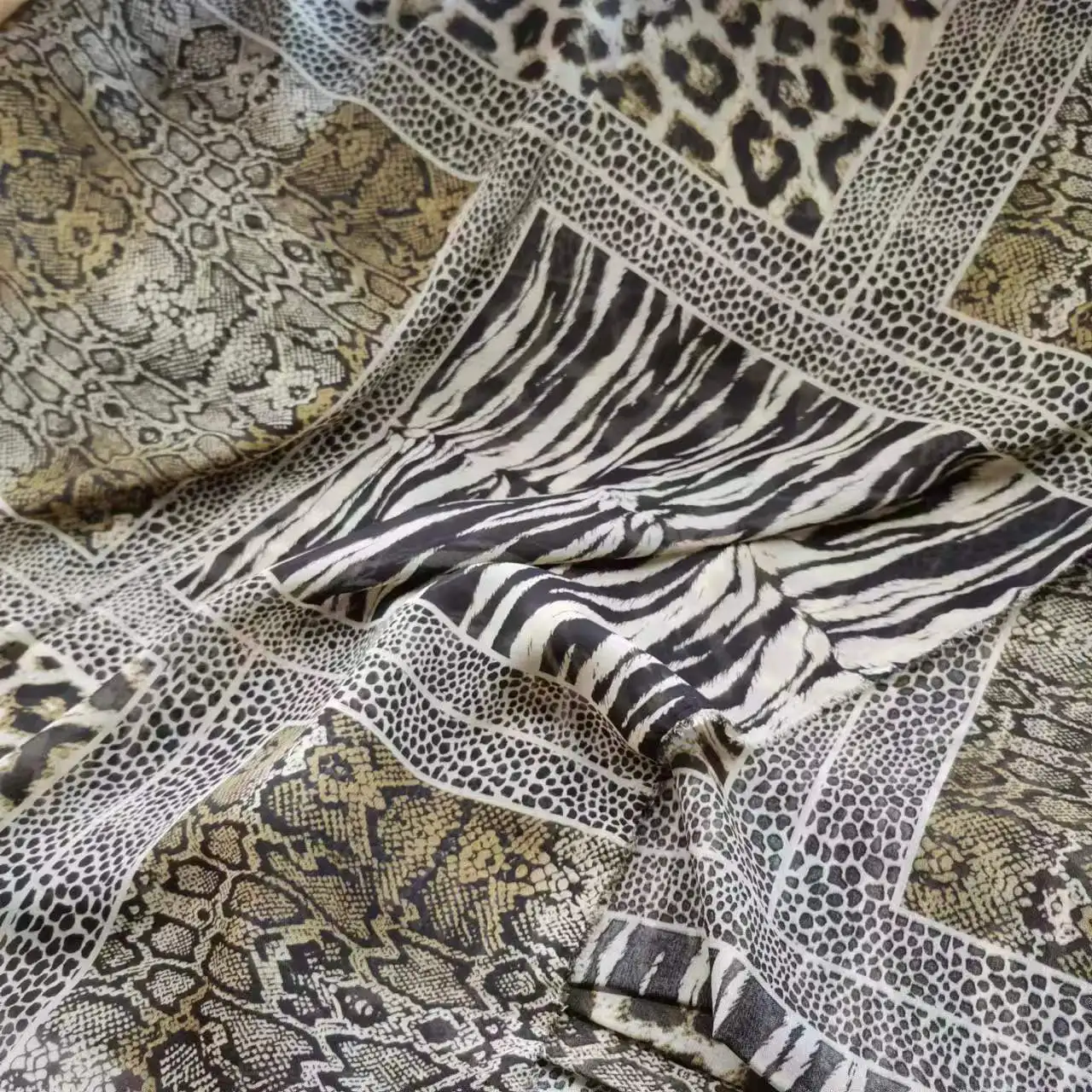 On Sale Snake Skin Pattern Chiffon Fabric for Sewing Dress Scarf Ribbon Garment 1 Yard