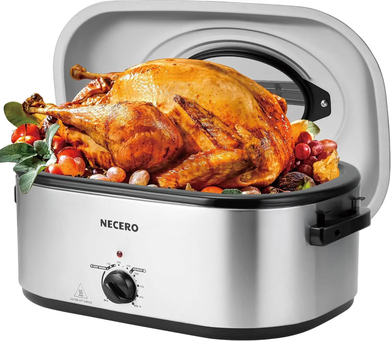 Oven 28 Quart Electric, Electric Roaster Pan with Visible & Self-Basting Lid, Large Stainless Steel Electric Turkey Roas