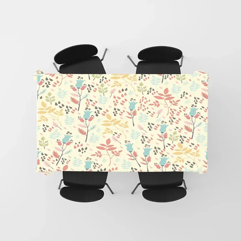 Multicolor Leaves Tablecloth Flower Design Dining Room Decor Modern Printed Kitchen